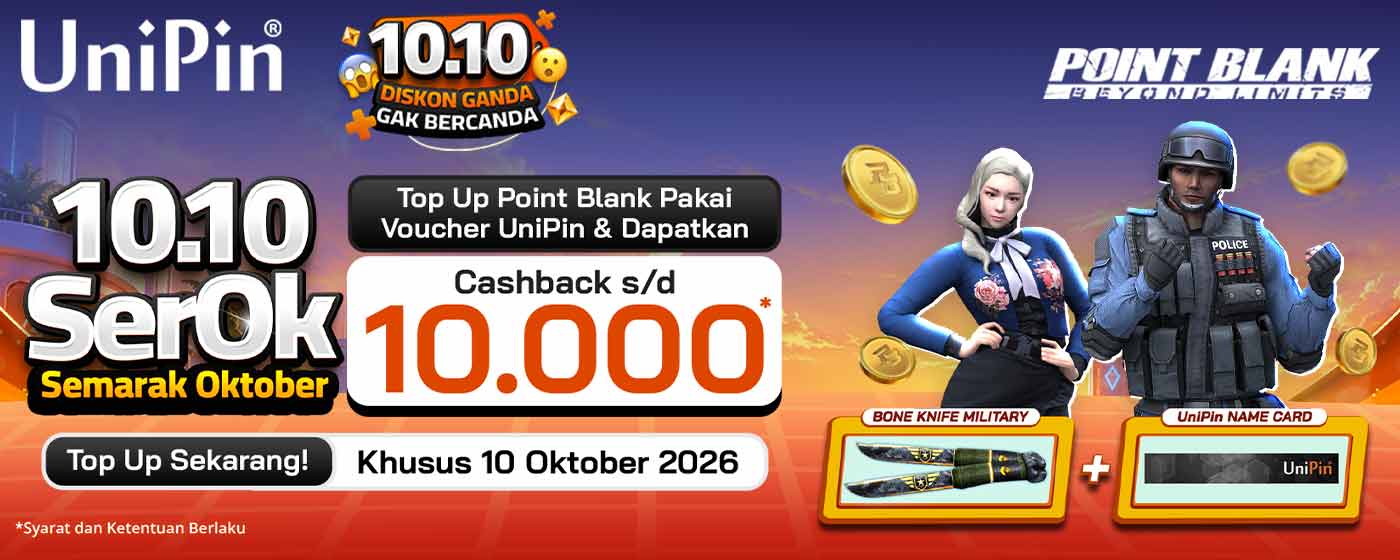 Point Blank 10.10: Cash Terisi, Siap Beraksi! Dapatkan Bone Knife Military dan Unipin Name Card!